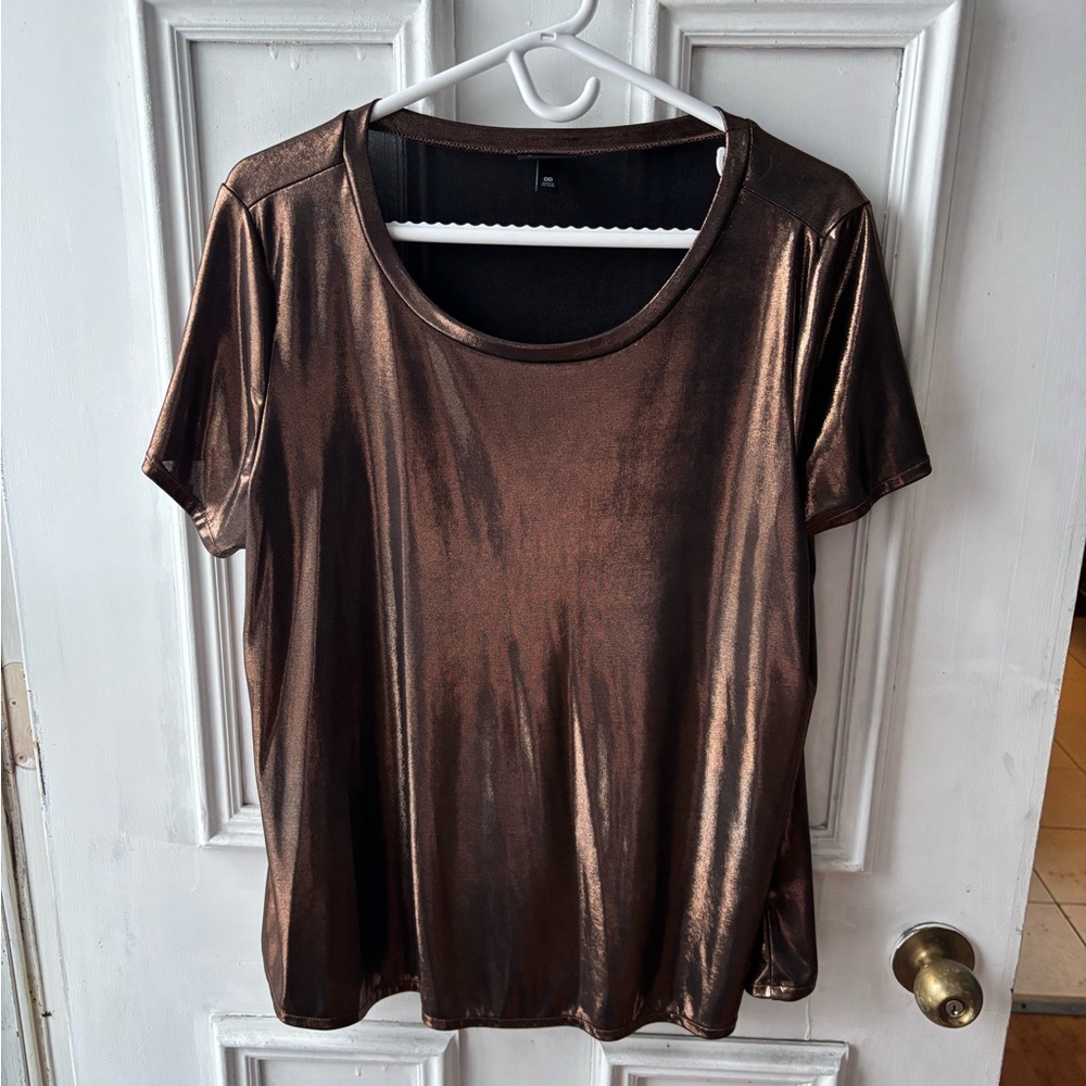 Torrid Shimmering Bronze Short Sleeve Top